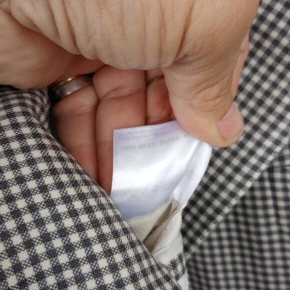 Brioni deLisi Black White Check Sport Coat Italy 44L Italy - Picture 10 of 15